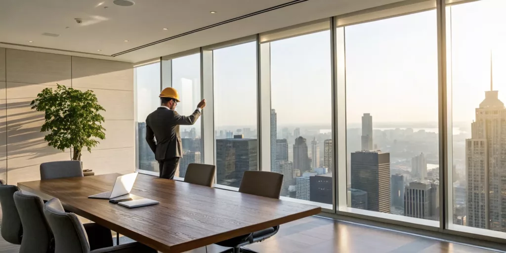 Man in a hard hat considers calling a workplace injury lawyer about his claim.