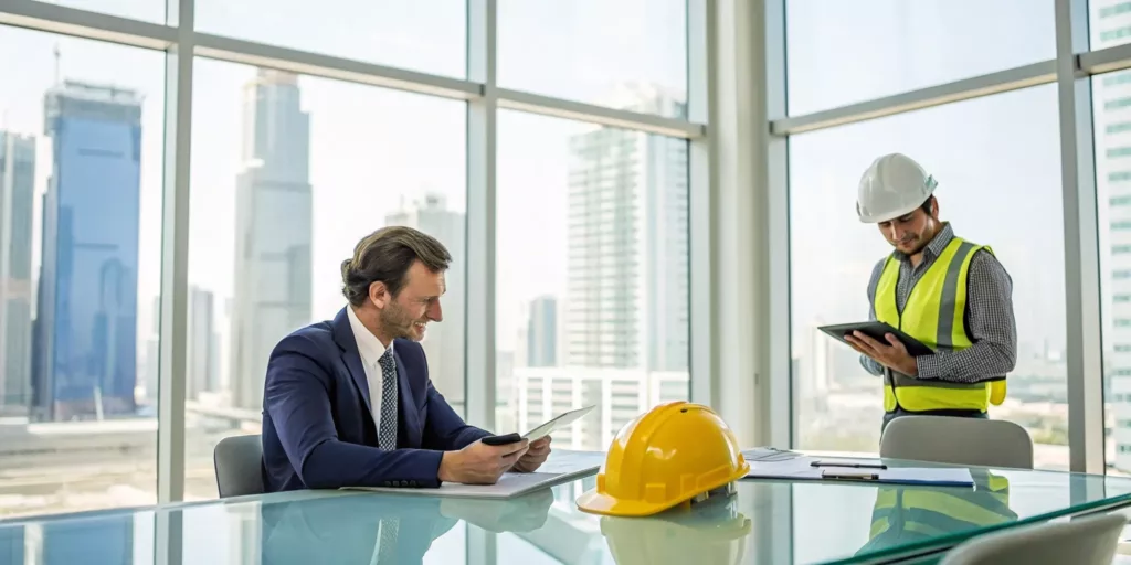 A construction worker meets with the best workers compensation lawyer to review his claim.