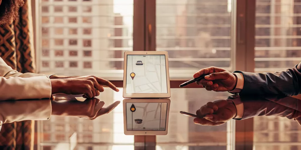 An Uber accident lawyer meets with a client to review their case for compensation.